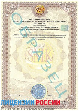 Образец сертификата соответствия (приложение) Нижнегорский Сертификат ISO 13485